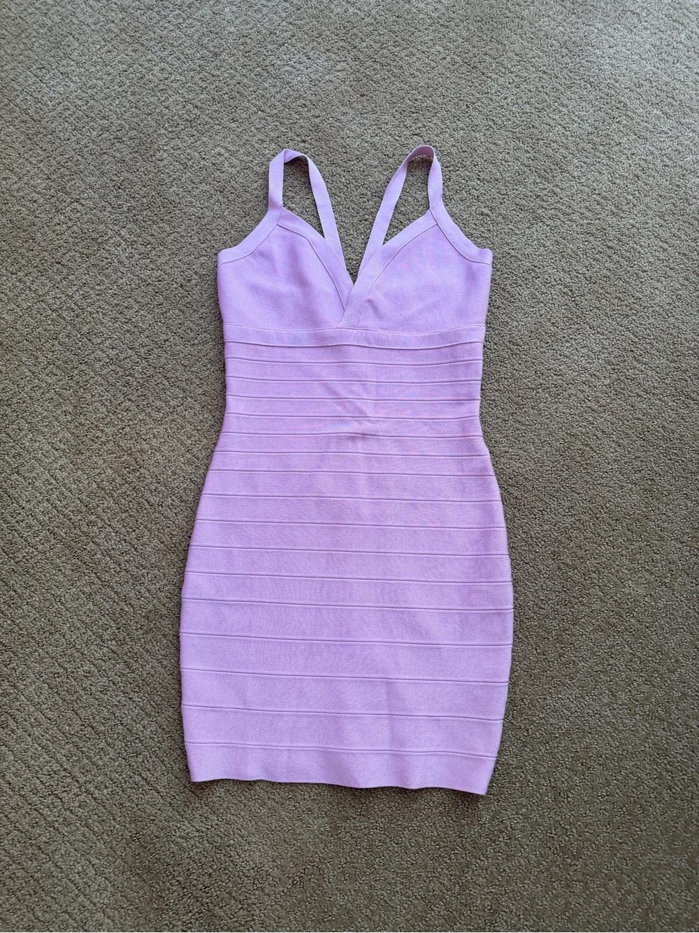Marciano Lavender Ribbed V-Neck Mini Dress